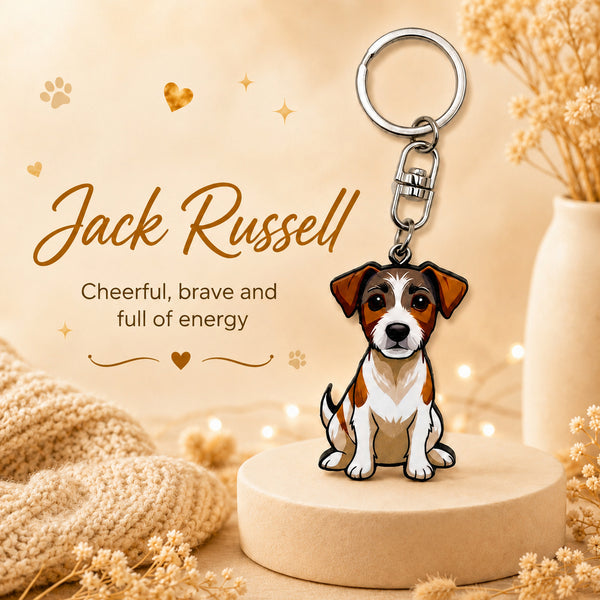 Wooden Jack Russell Keyring