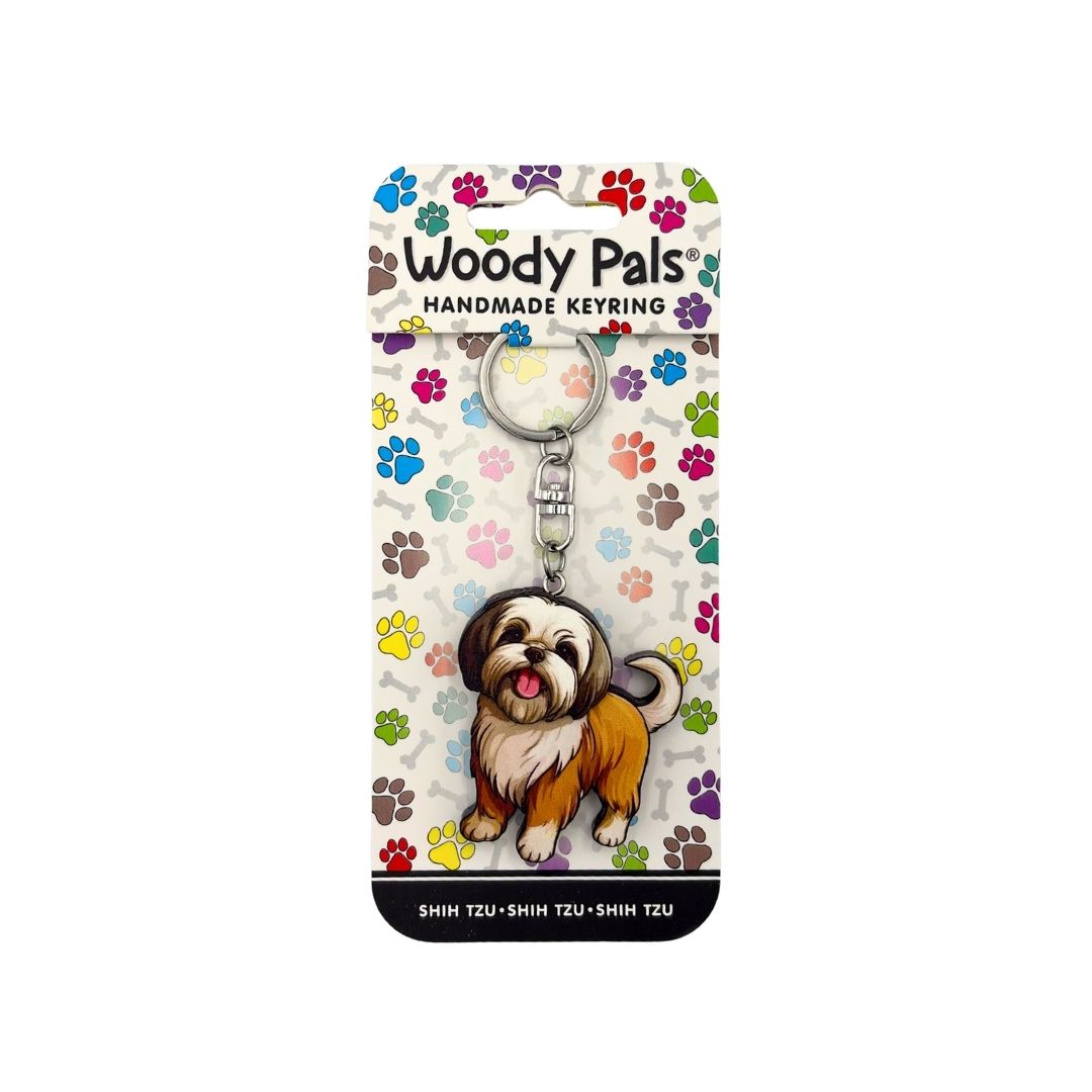 Wooden Shih Tzu Keyring