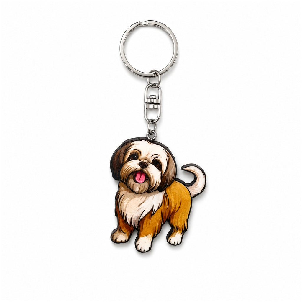 Wooden Shih Tzu Keyring