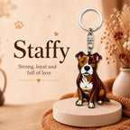 Wooden Staffy Keyring