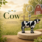 Wooden Cow Keyring