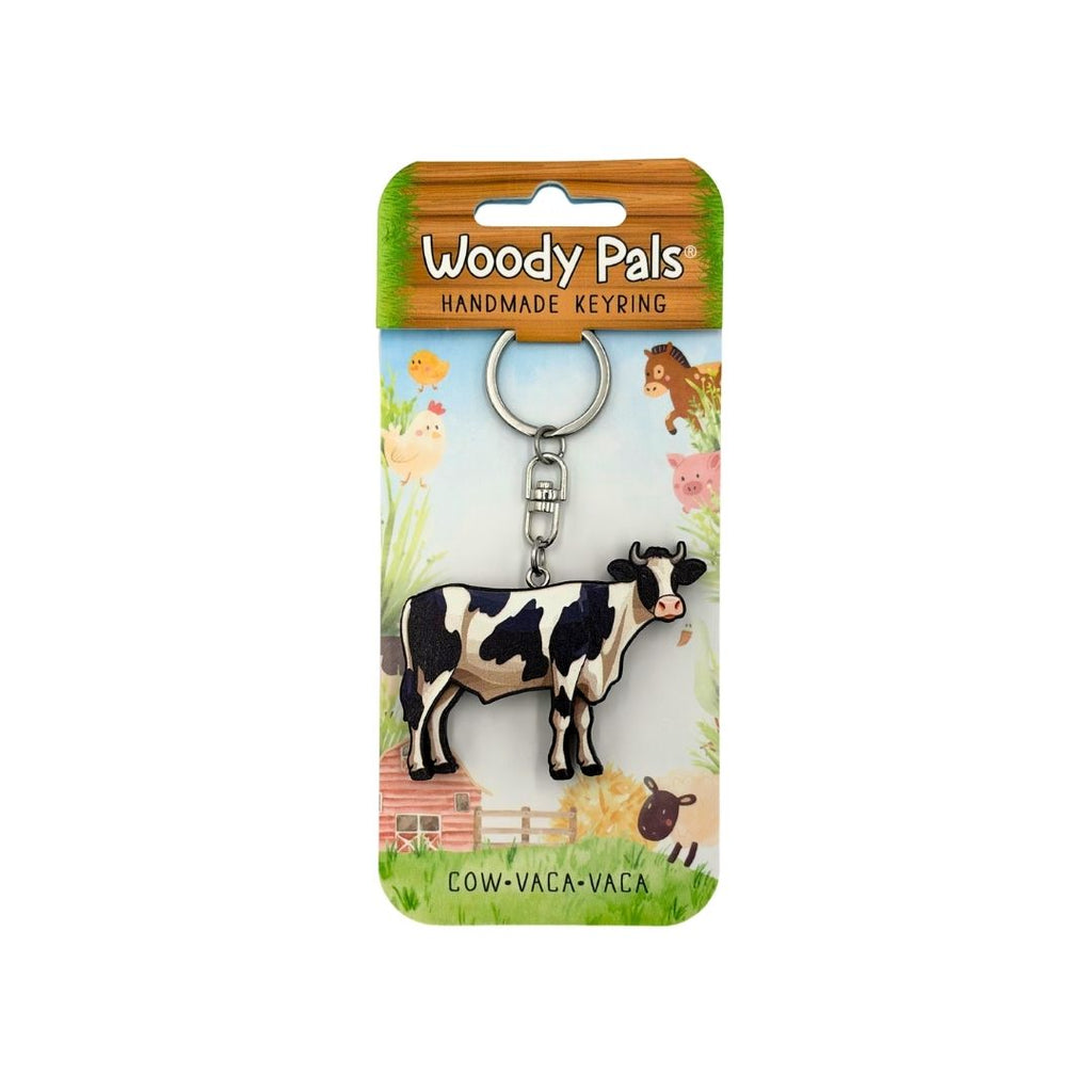 Wooden Cow Keyring