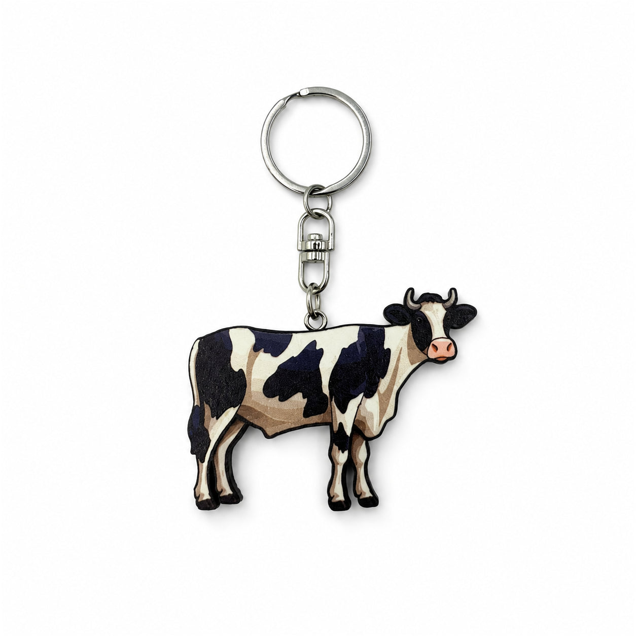 Wooden Cow Keyring