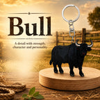 Wooden Bull Keyring