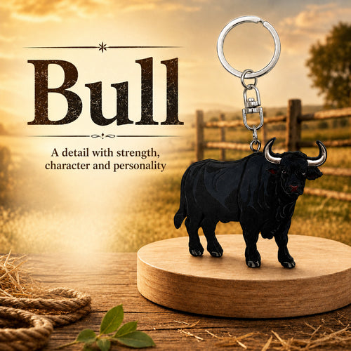 Wooden Bull Keyring