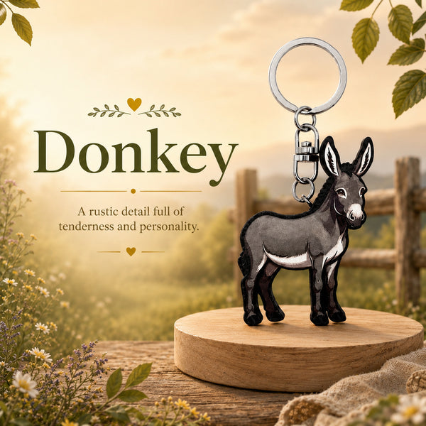 Wooden Donkey Keyring