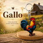 Wooden Rooster Keyring