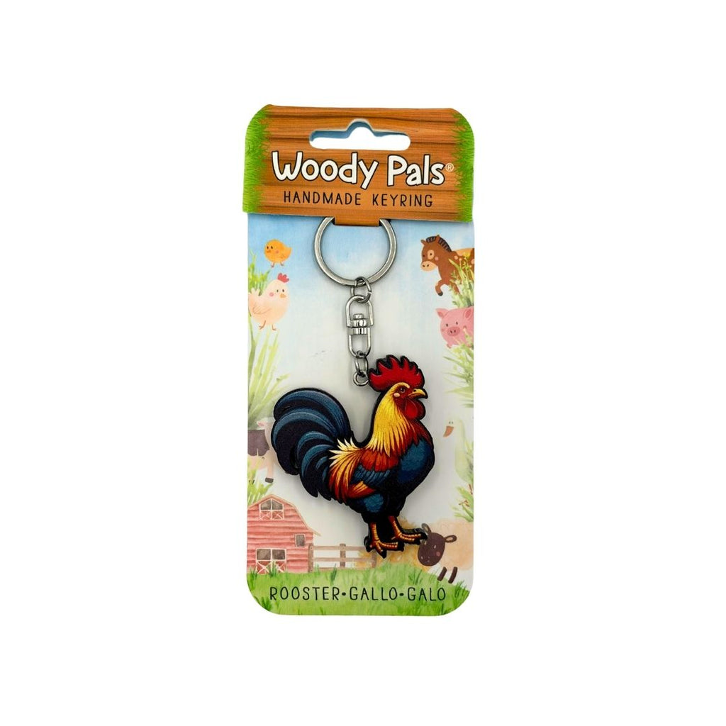 Wooden Rooster Keyring
