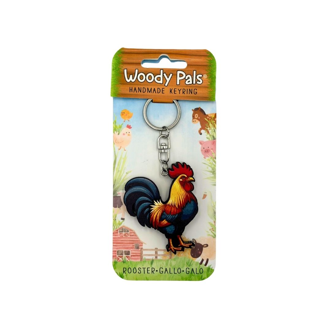 Wooden Rooster Keyring