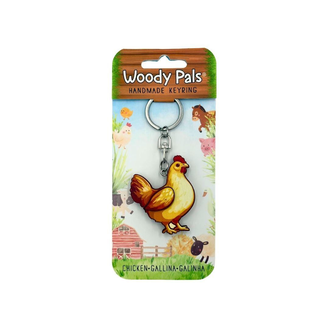 Wooden Hen Keyring