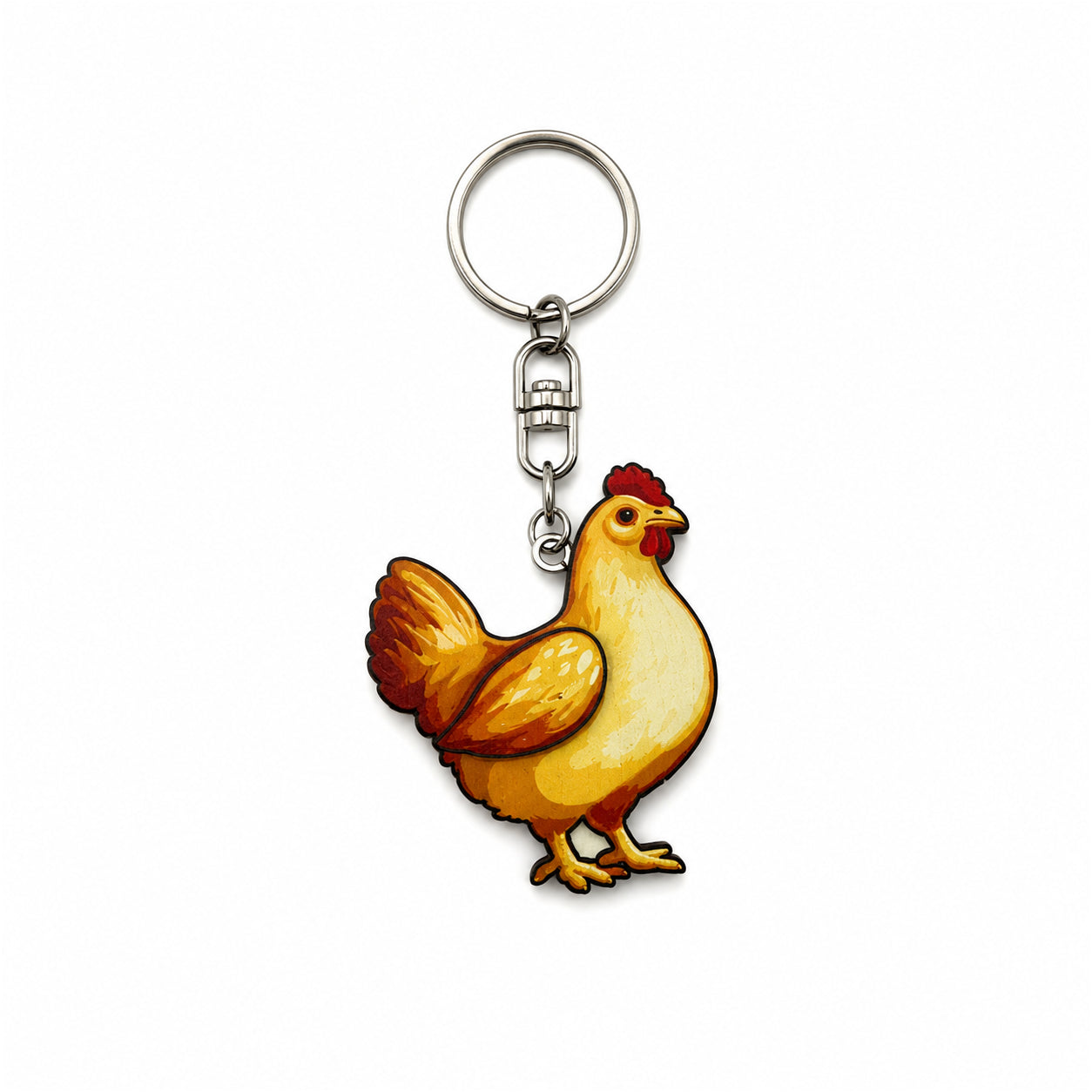 Wooden Hen Keyring