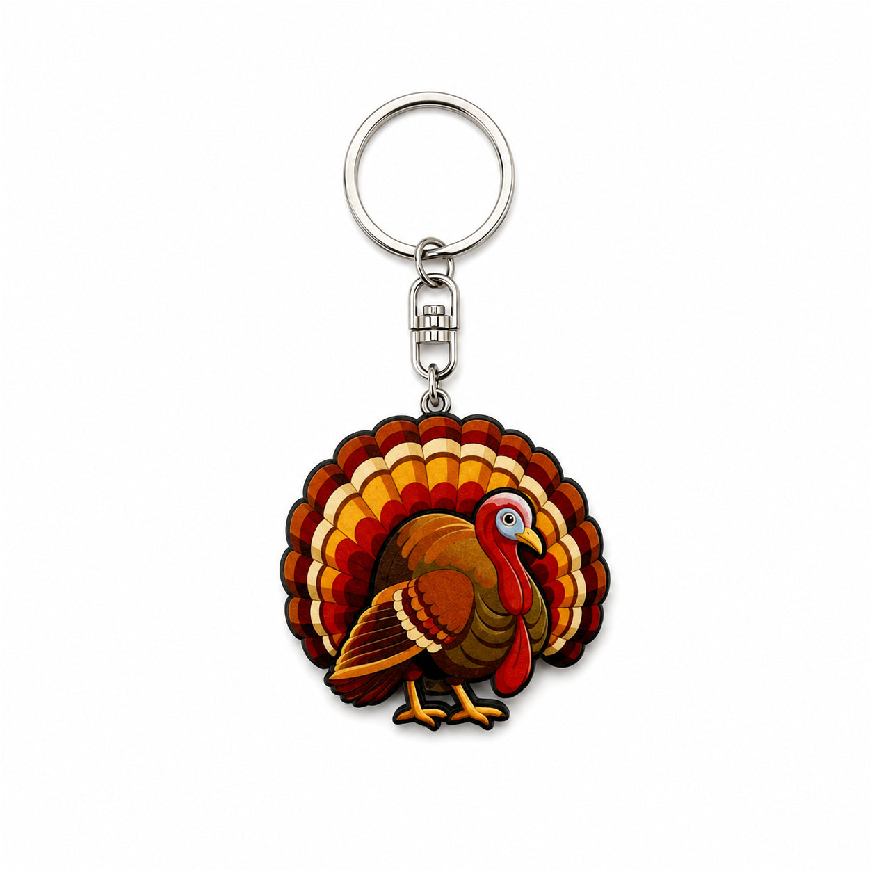 Wooden Turkey Keyring