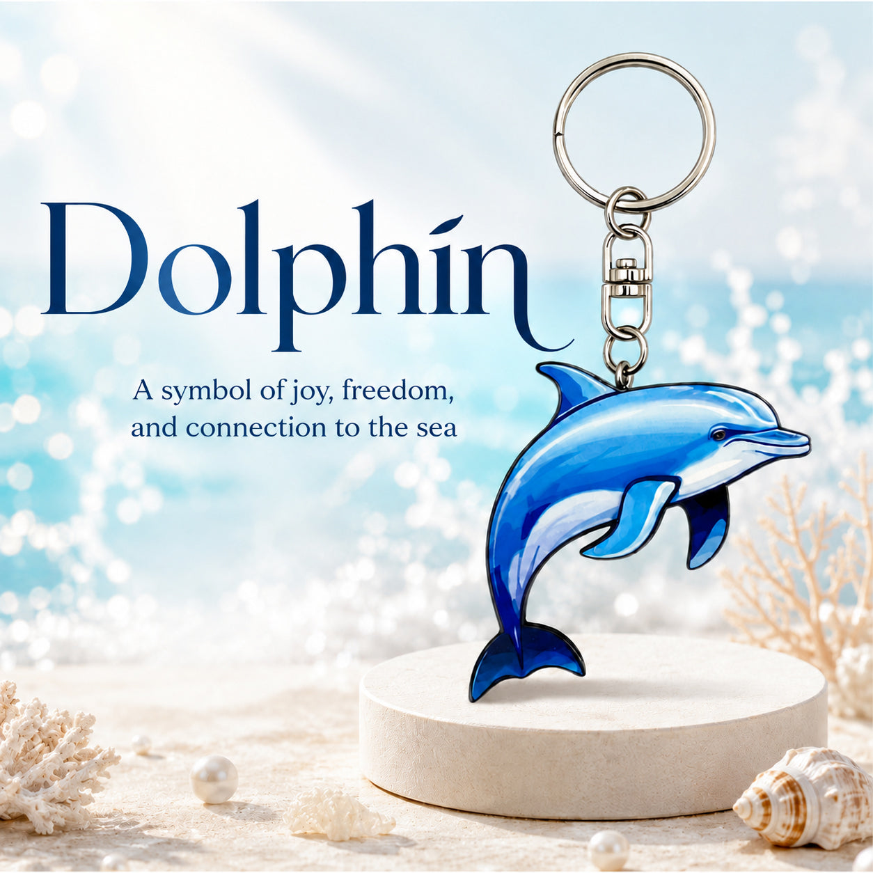 Wooden Dolphin Keyring