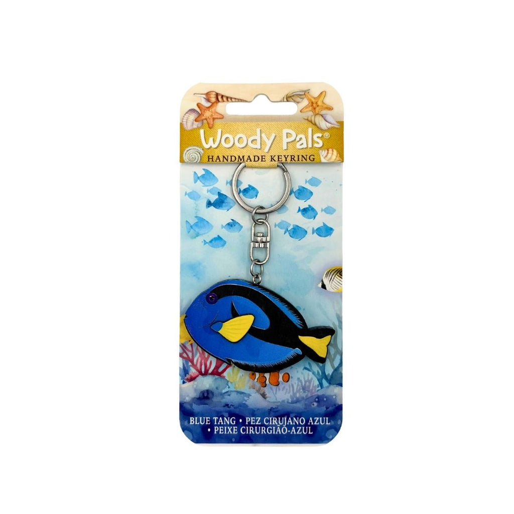 Wooden Blue Tang Keyring