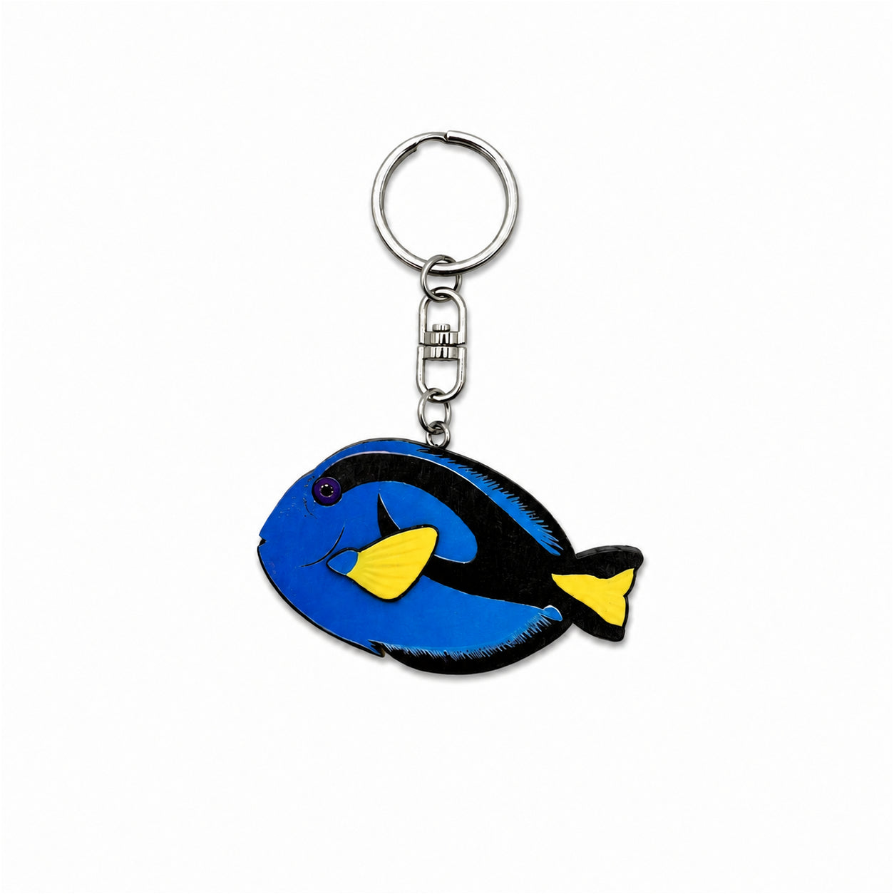 Wooden Blue Tang Keyring