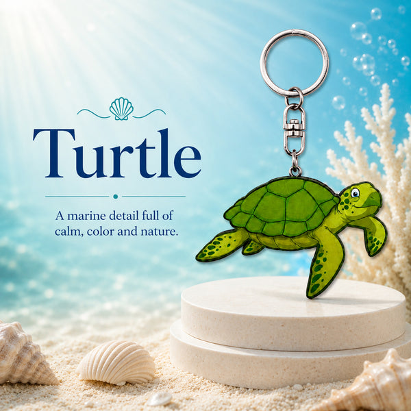 Wooden Turtle Keyring