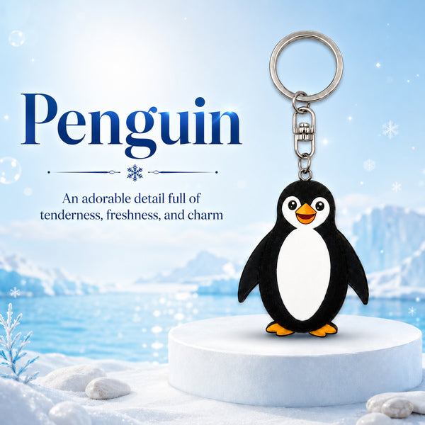 Wooden Penguin Keyring