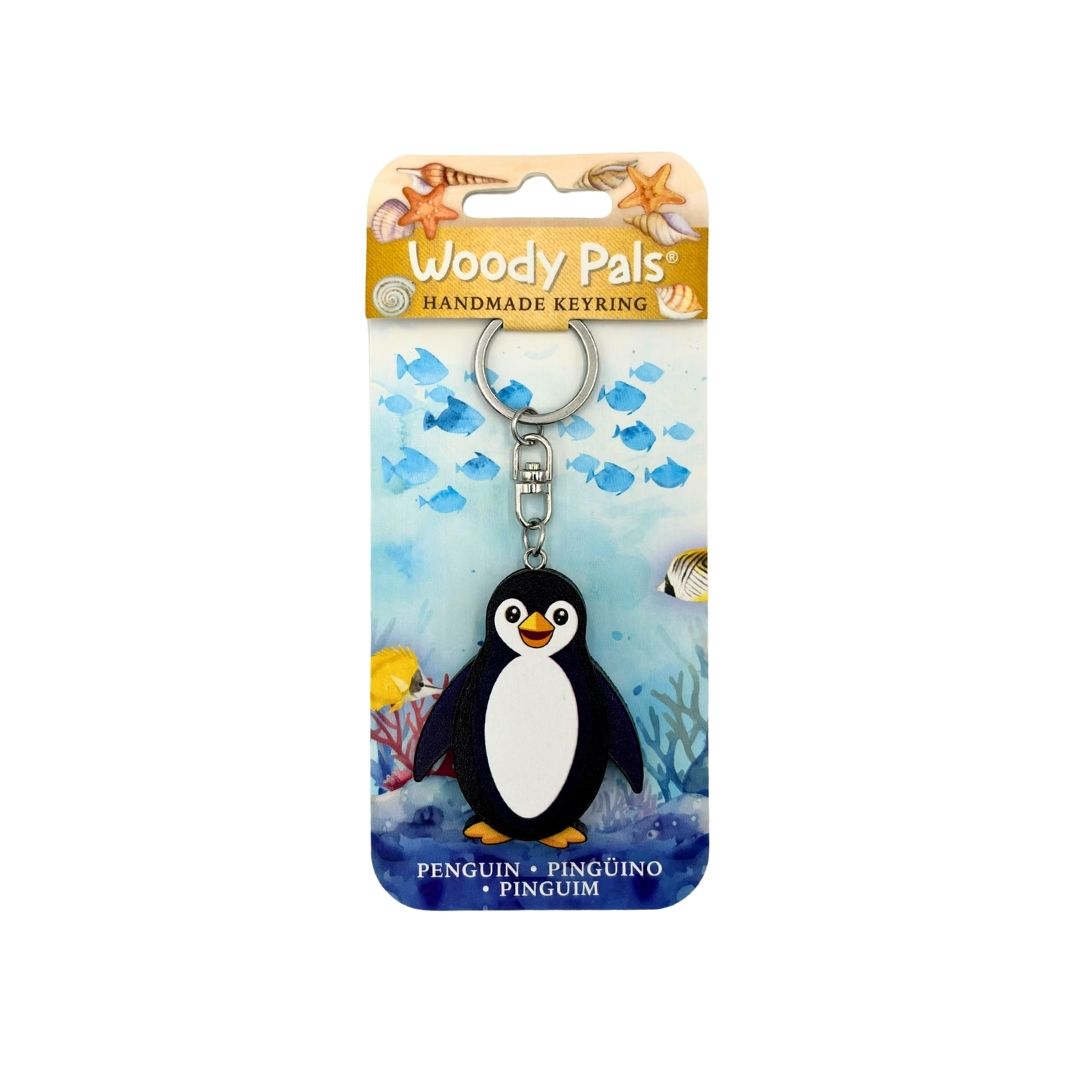 Wooden Penguin Keyring