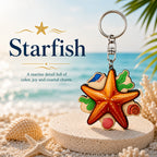 Wooden Starfish Keyring