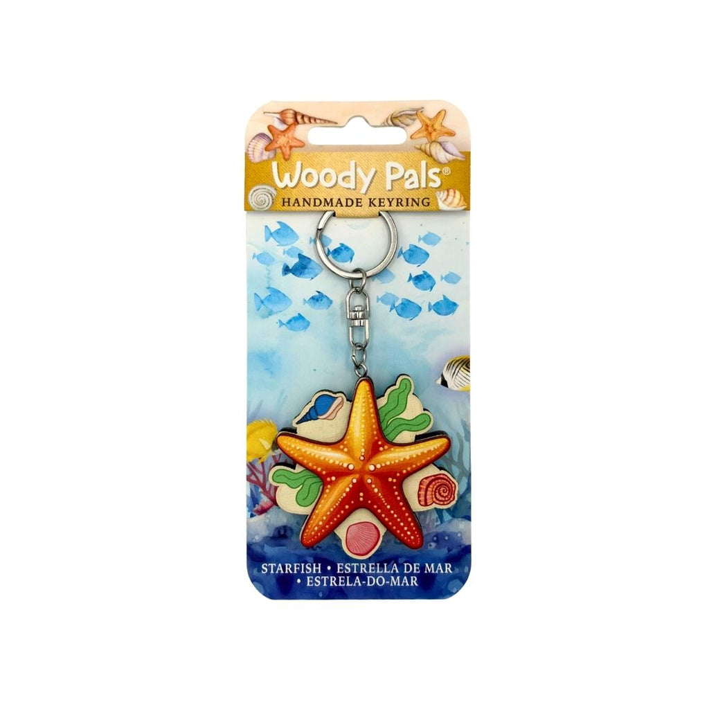 Wooden Starfish Keyring