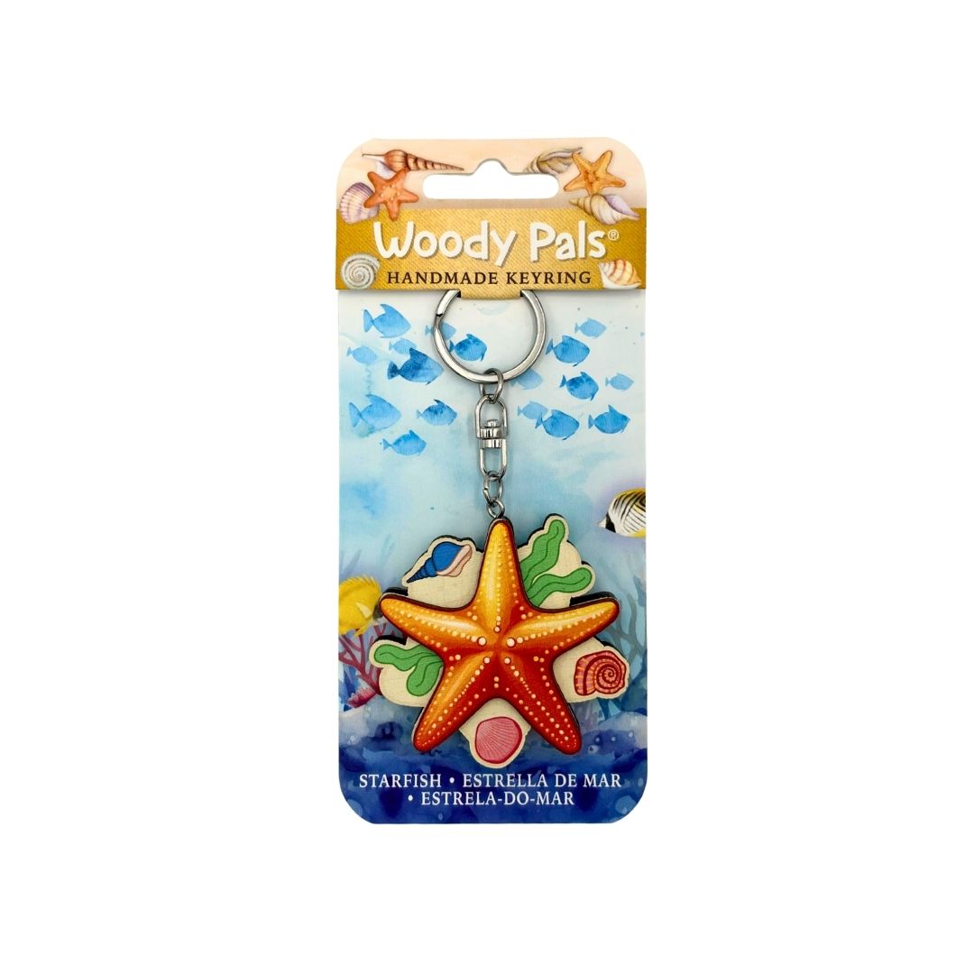 Wooden Starfish Keyring