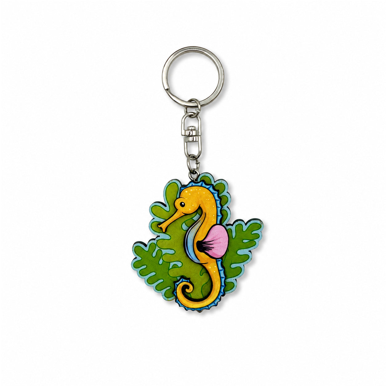 Wooden Seahorse Keyring
