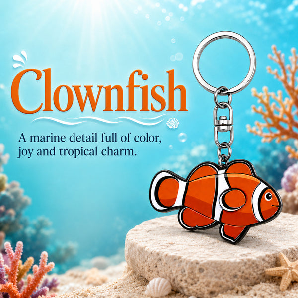 Wooden Clownfish Keyring