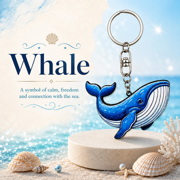 Wooden Blue Whale Keyring