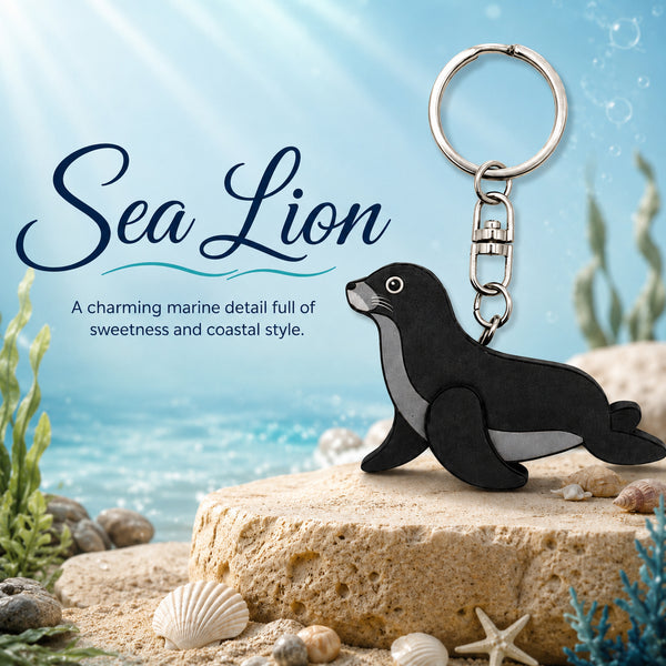 Wooden Sea Lion Keyring