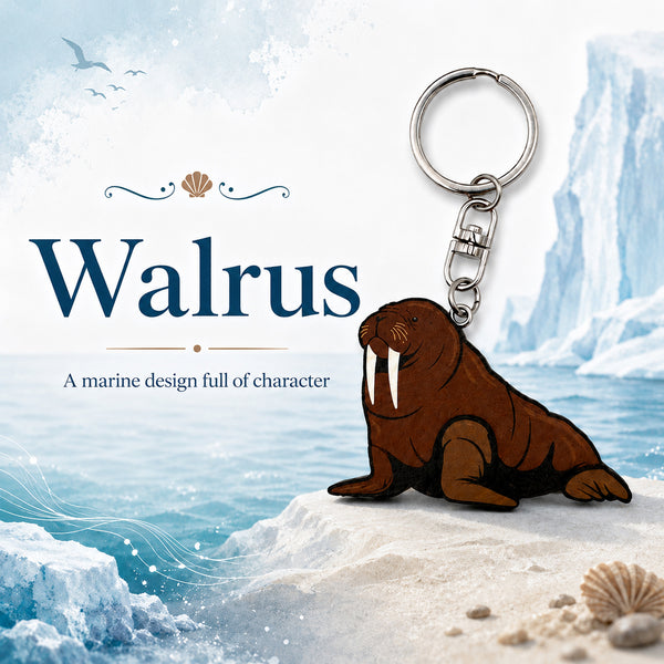 Wooden Walrus Keyring