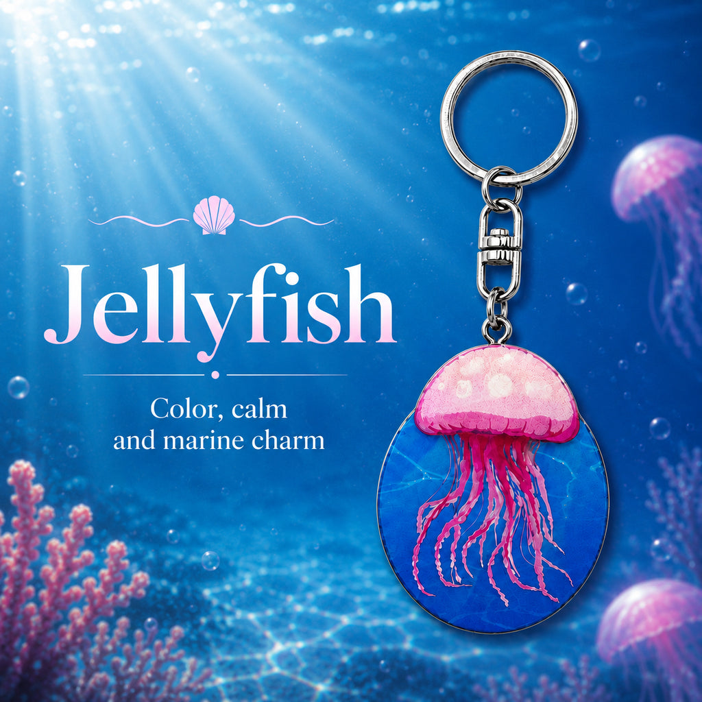 Wooden Jellyfish Keyring