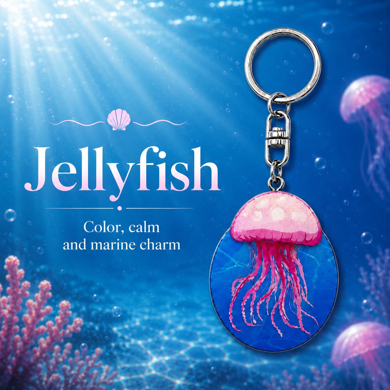 Wooden Jellyfish Keyring