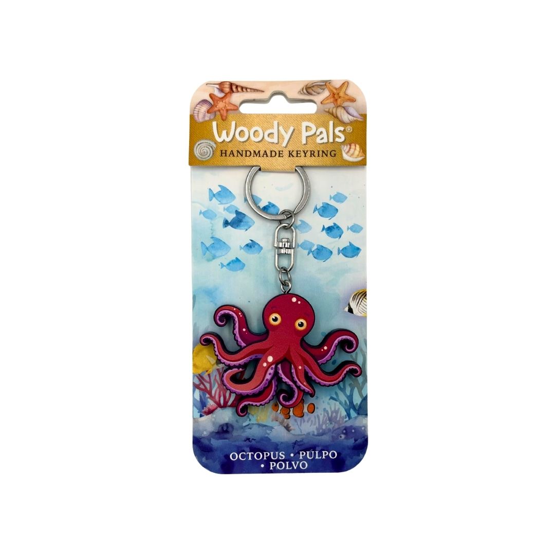 Wooden Octopus Keyring