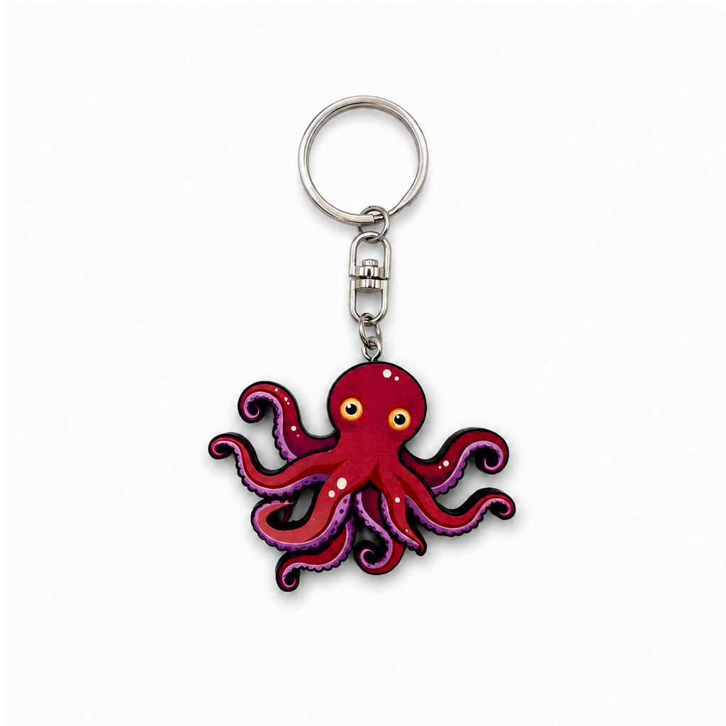 Wooden Octopus Keyring
