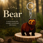 Wooden Brown Bear Keyring