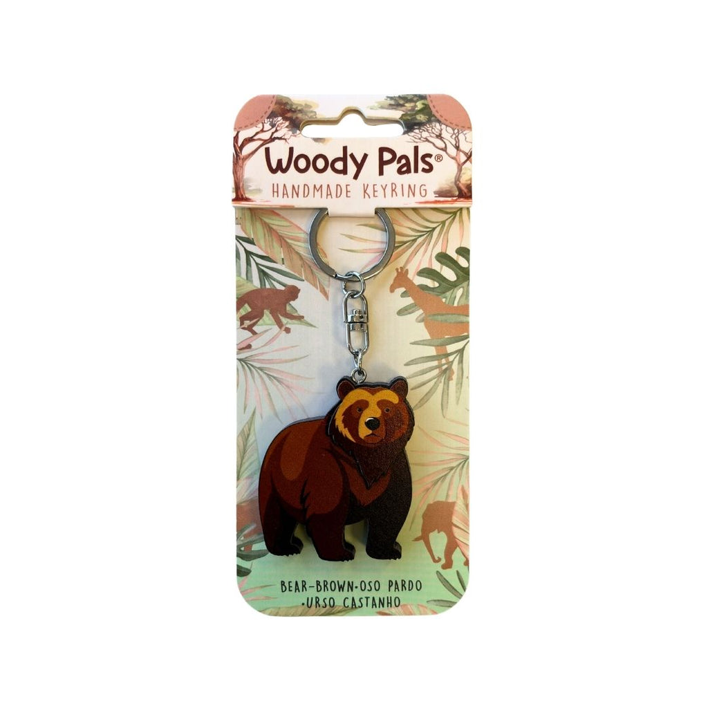 Wooden Brown Bear Keyring