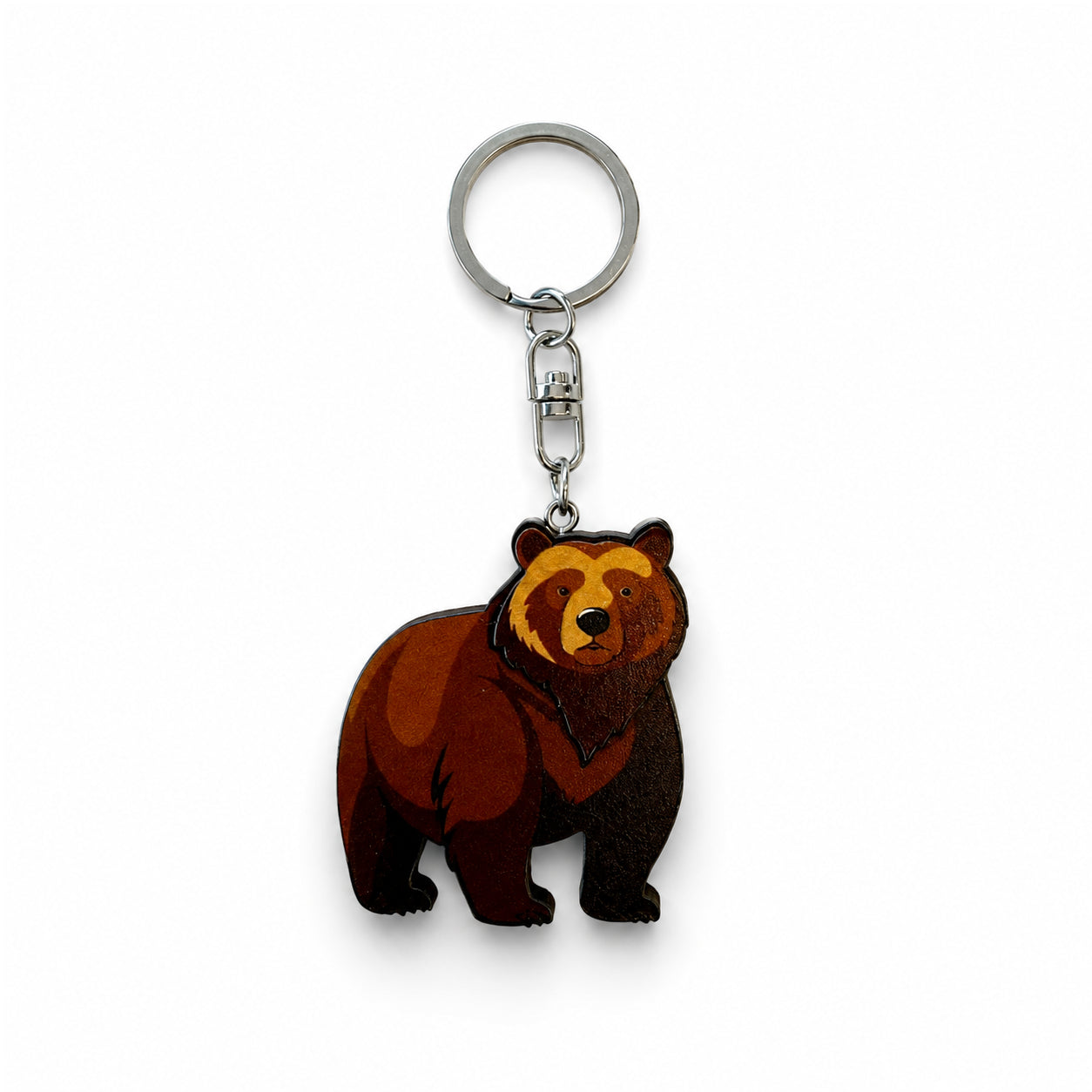Wooden Brown Bear Keyring