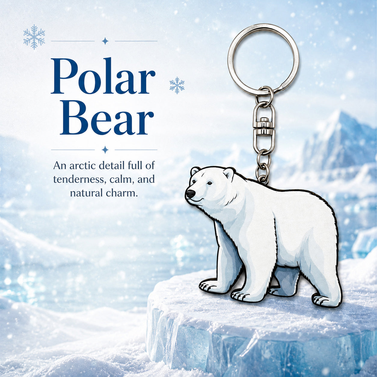 Wooden Polar Bear Keyring