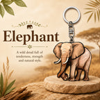 Wooden Elephant Keyring