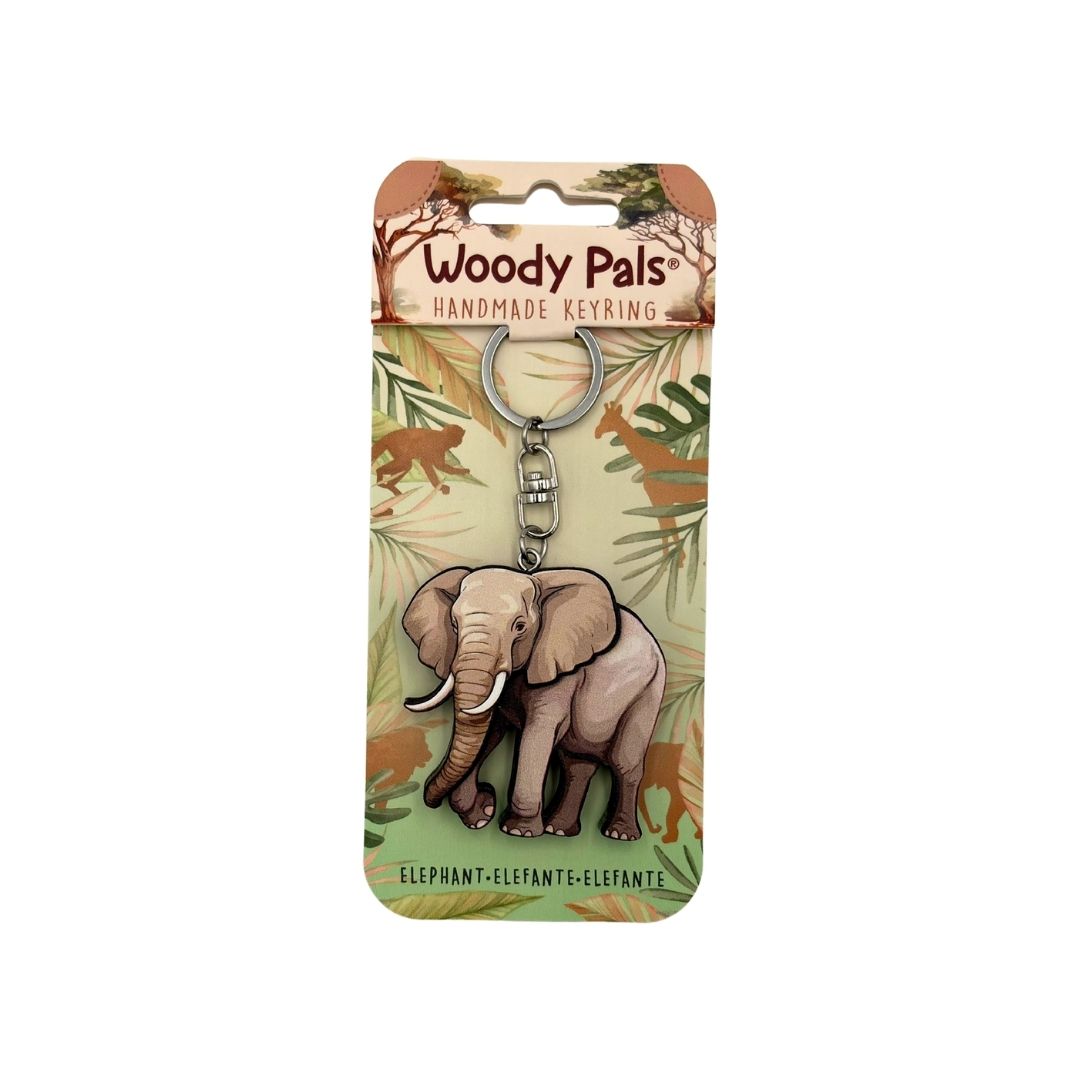 Wooden Elephant Keyring