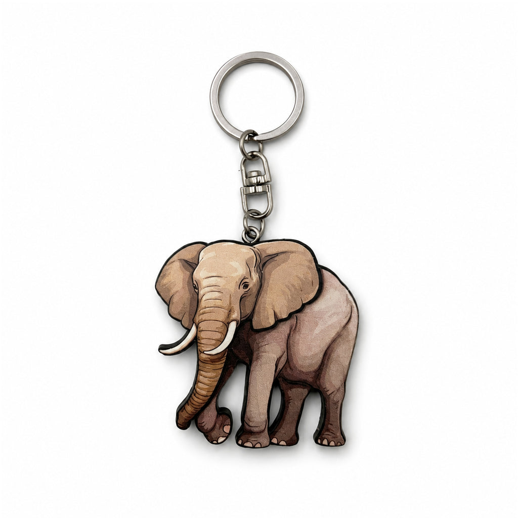 Wooden Elephant Keyring
