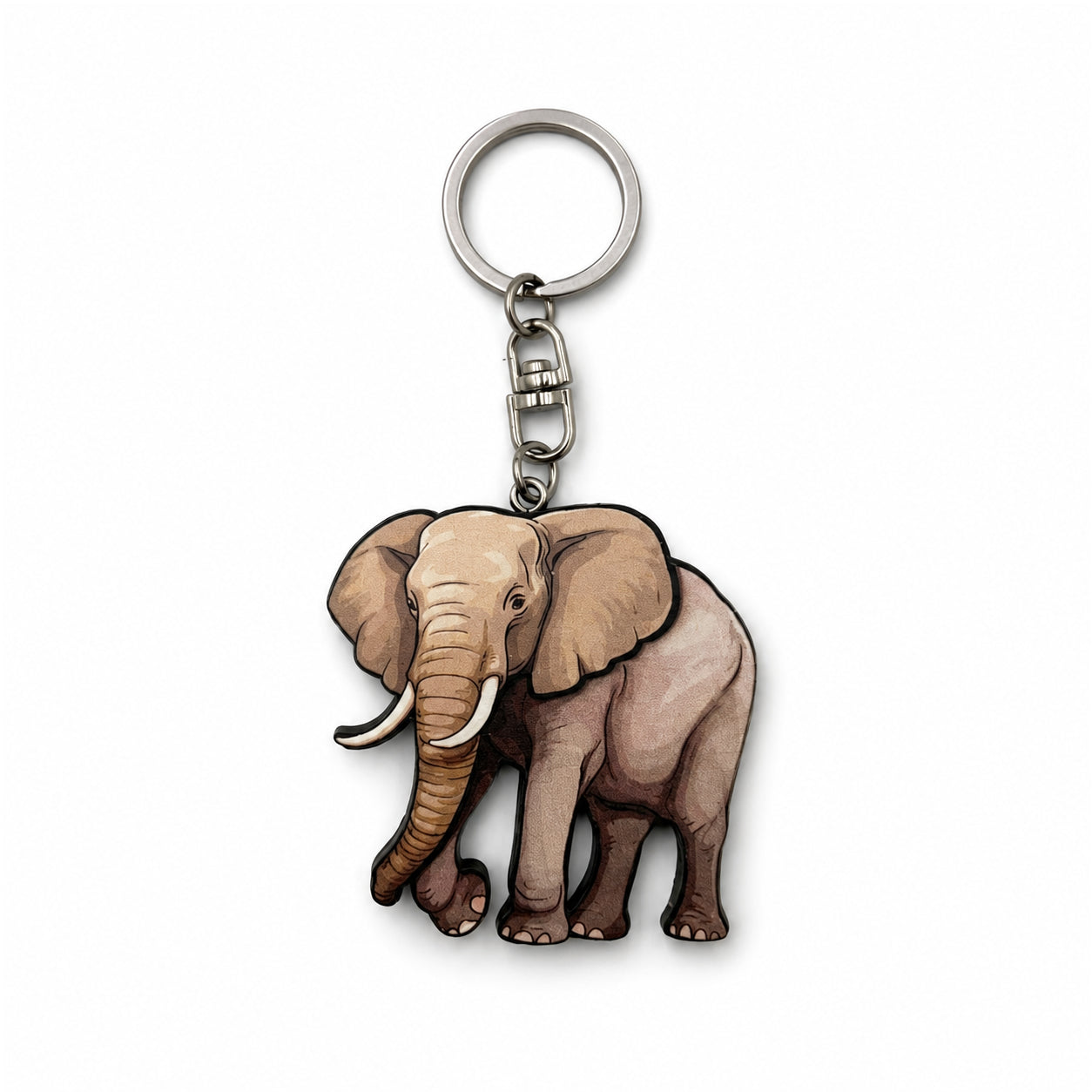 Wooden Elephant Keyring