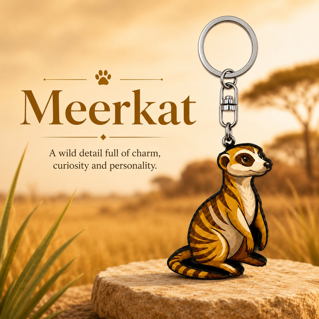 Wooden Meerkat Keyring