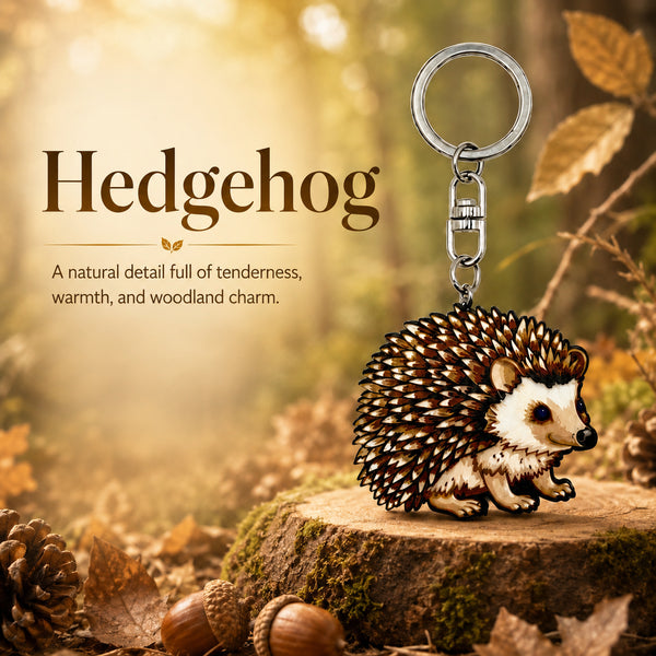 Wooden Hedgehog Keyring