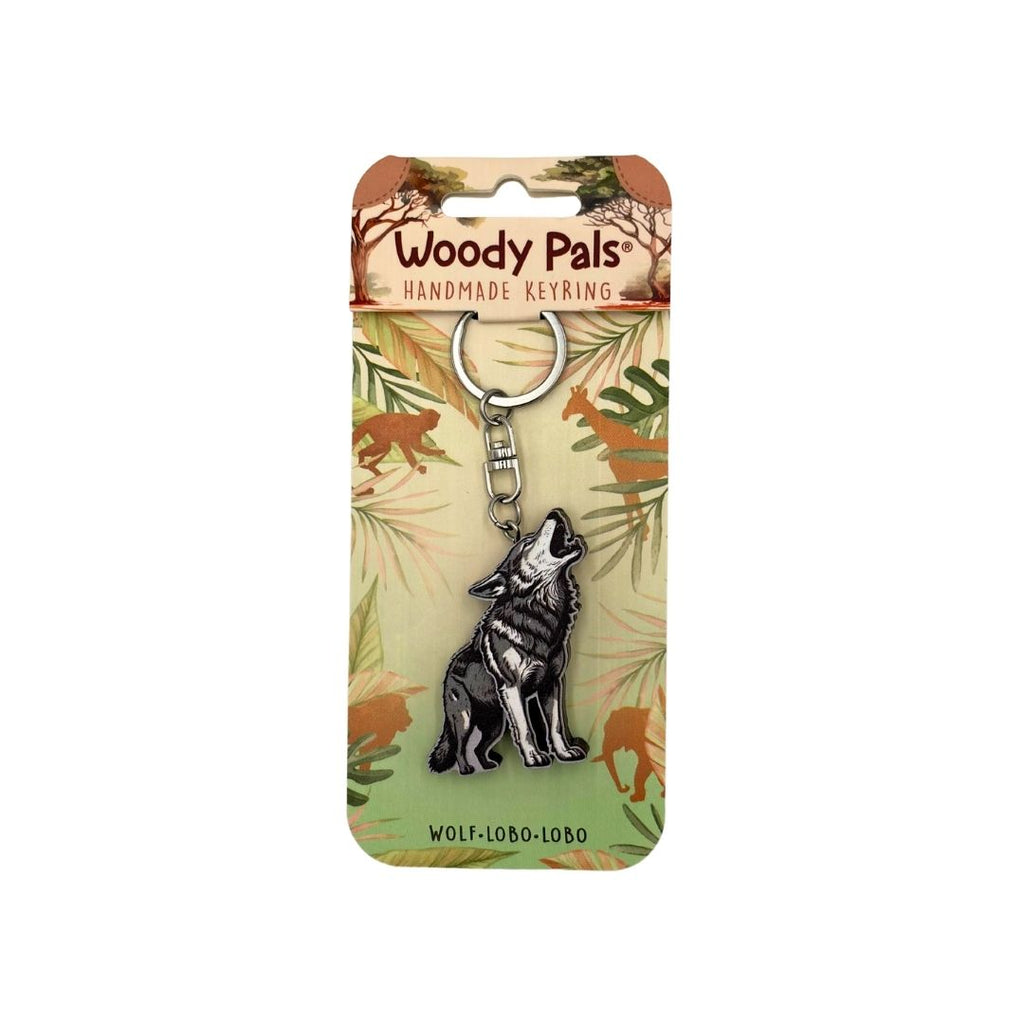 Wooden Wolf Keyring