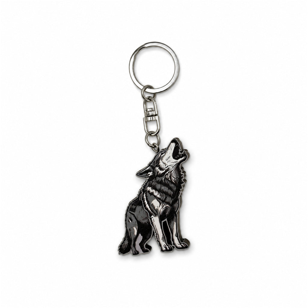 Wooden Wolf Keyring