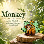Wooden Monkey Keyring
