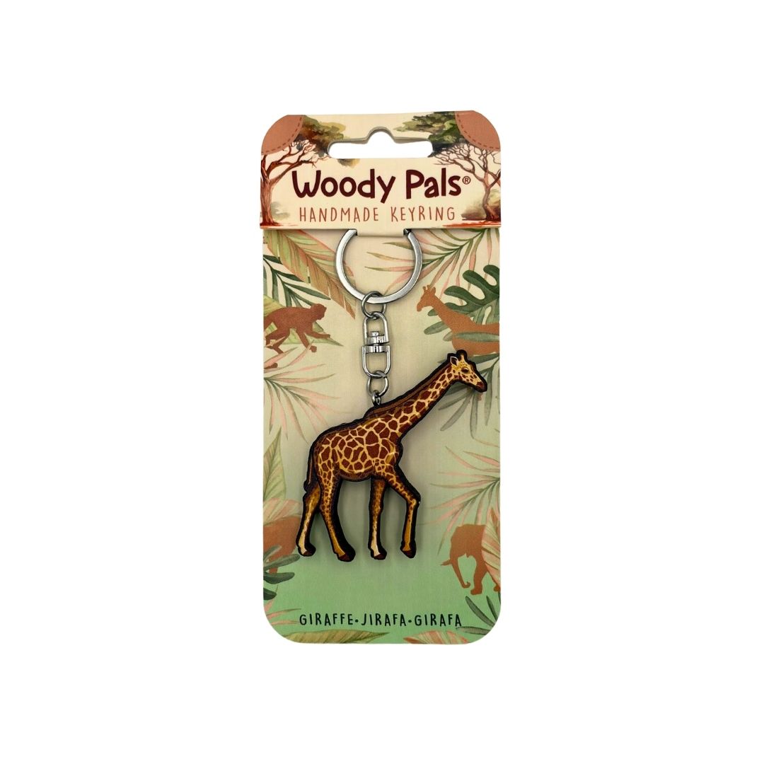 Wooden Giraffe Keyring