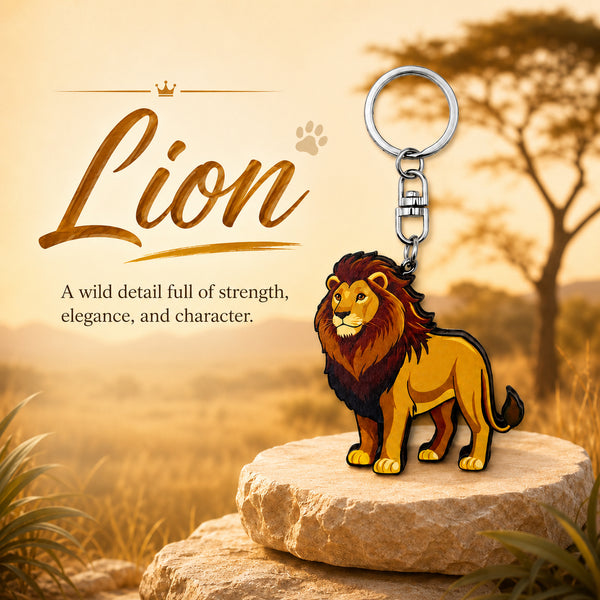 Wooden Lion Keyring