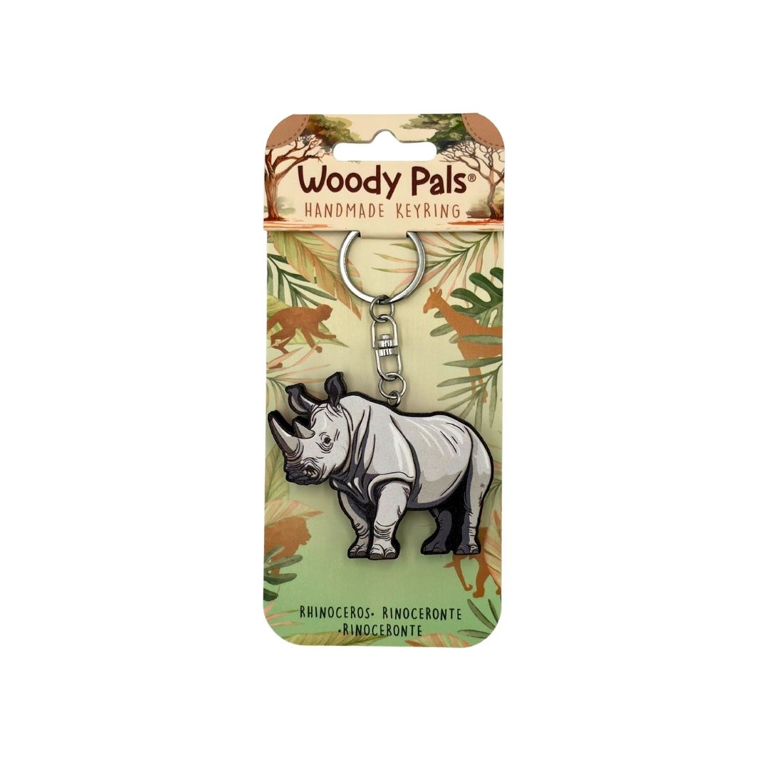 Wooden Rhinoceros Keyring
